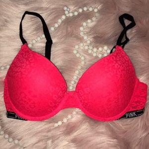 Neon Red Bra by Pink